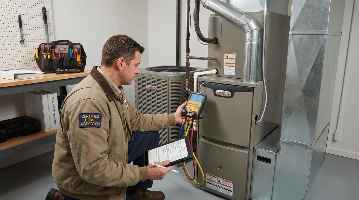 HVAC technician testing air conditioning system